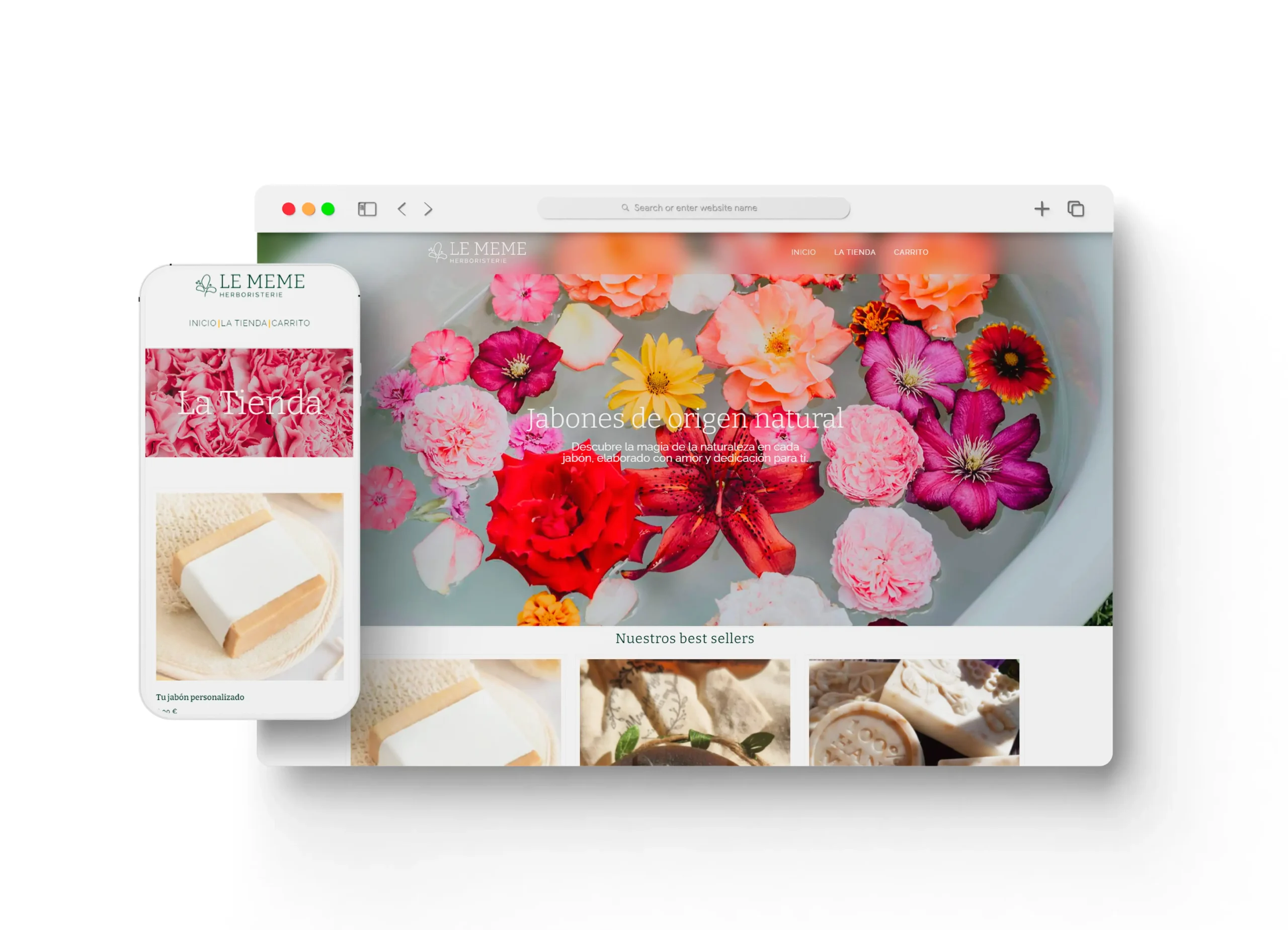 Mockups de la web de Le Meme Herboristerie